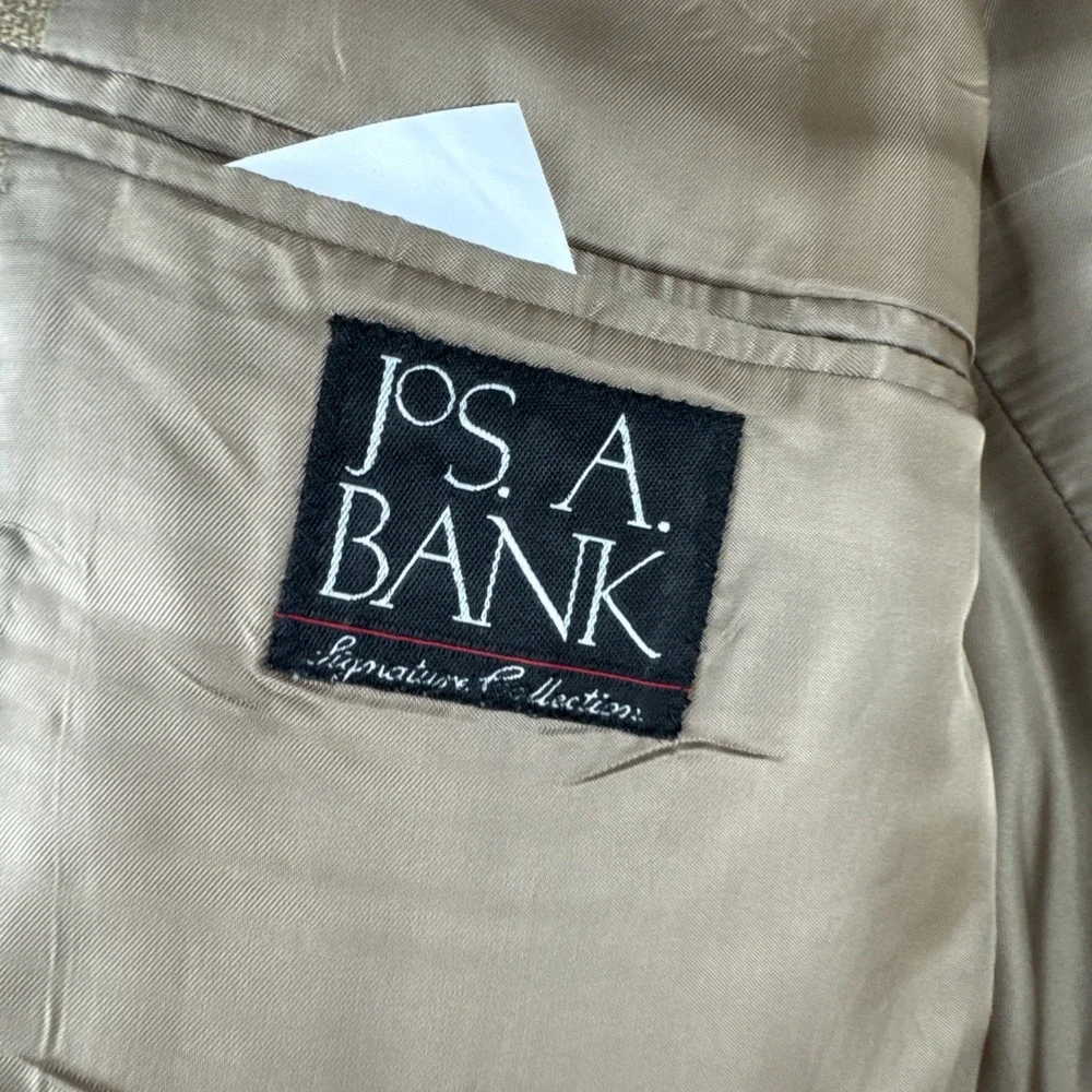 Jos A Bank Gordon Windowpane Light Brown Sport Coat 44R Wool office business